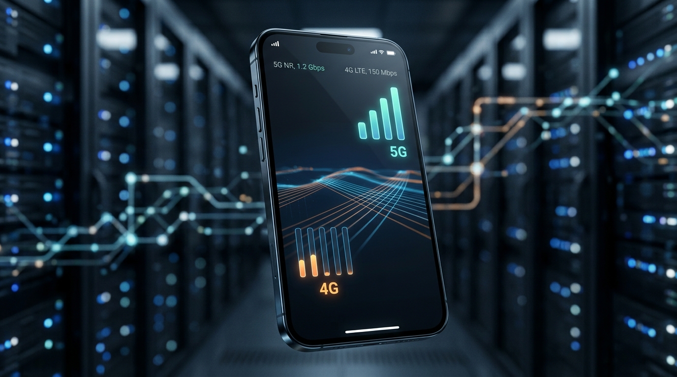 Estadísticas 5G Chile 2026 - torre de telecomunicaciones y red de fibra óptica sobre mapa de Chile